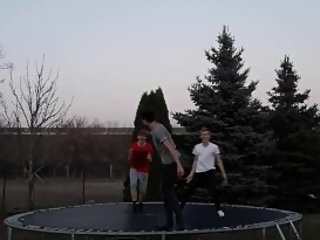 3 indian boys threesome in the trampoline