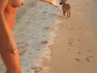 Dog is playing with aunty's panty