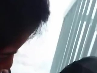 Indian girl gives head on the stairs